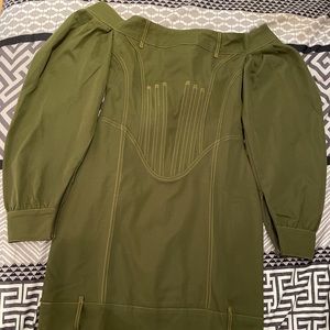 Missguided khaki corset Bardot puff sleeve mini dress, US 6- UK 10